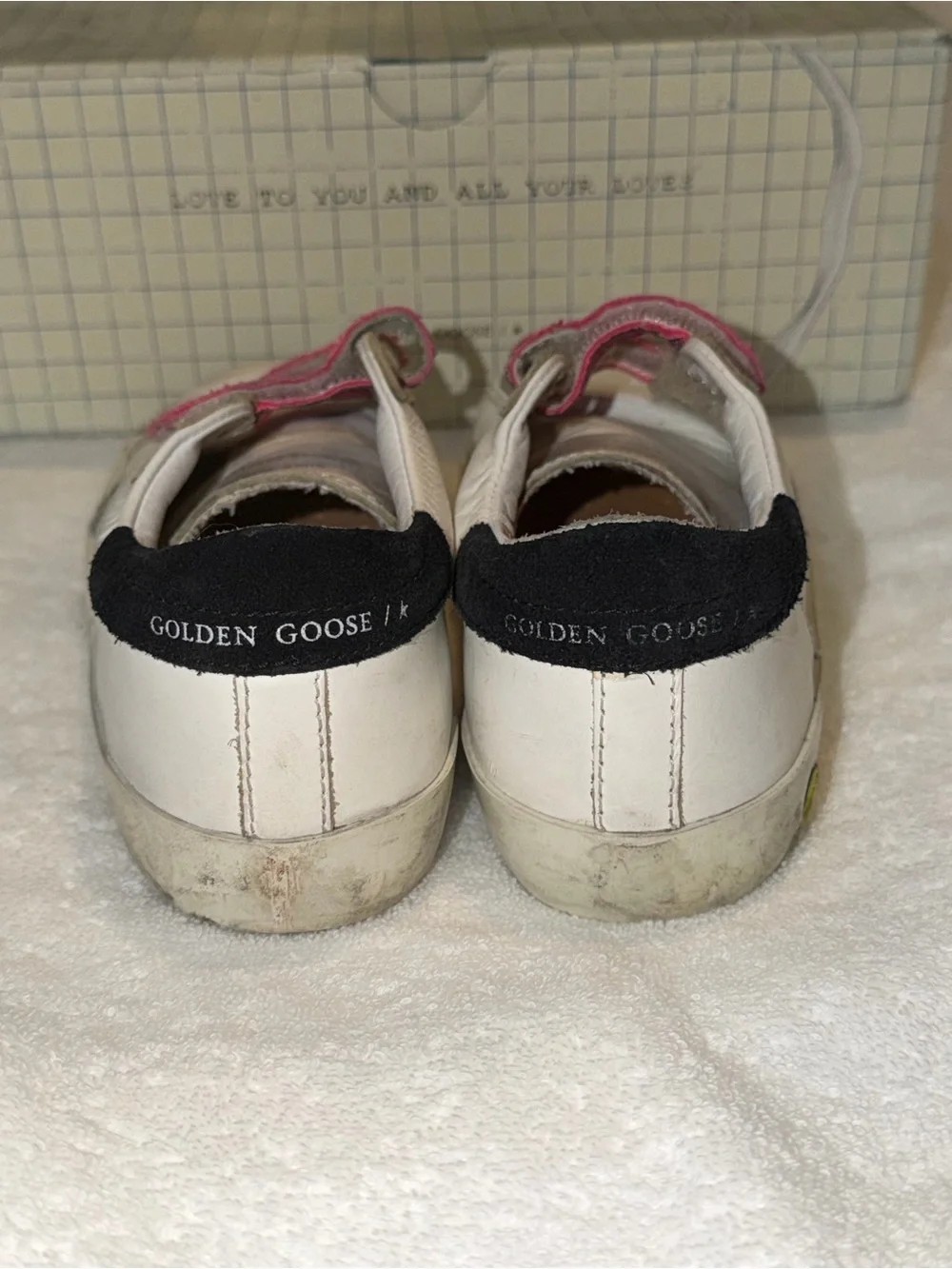Golden Goose Kids White Sneakers with Pink Snake-Print Straps and Silver Star